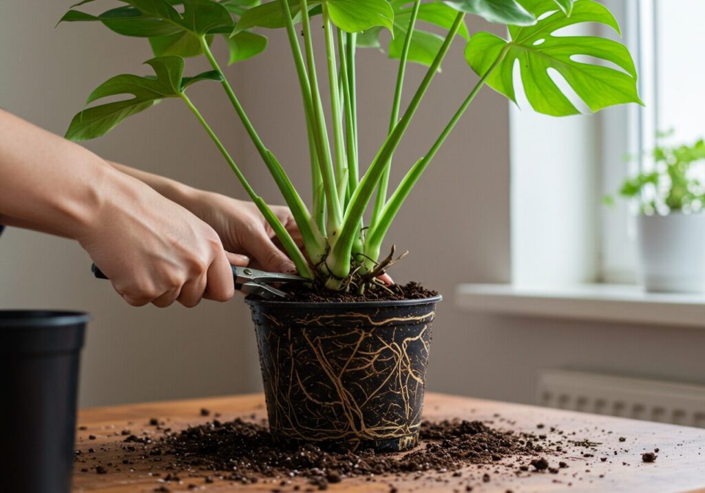 モンステラの植え替えで根っこは切っちゃダメ