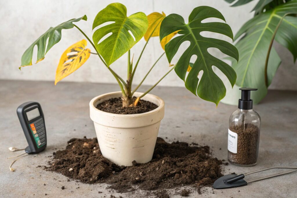 モンステラ 植え替え後 葉が黄色